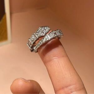 Serpenti Silver Crystal Adjustable Ring